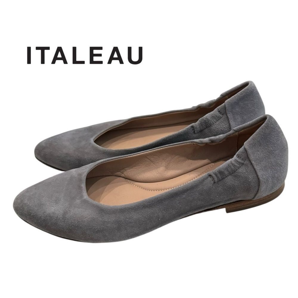 Italeau Mara Grey Italian Handmade Suede Leather Slip-On Flats 37